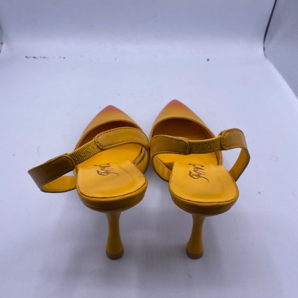 S FOWT yellow pointy toe slingback stilettos heels pumps shoes - Picture 4 of 9